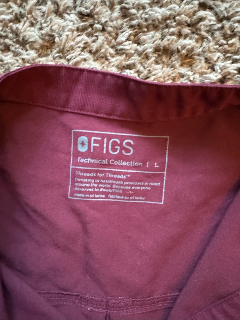 Figs Rafaela Scrub Top Large Raspberry - Picture 3 of 4